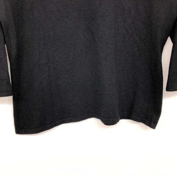 Jessica Black shell embellished V-neckline 3/4 Sleeve Blouse size ~M - Picture 7 of 12